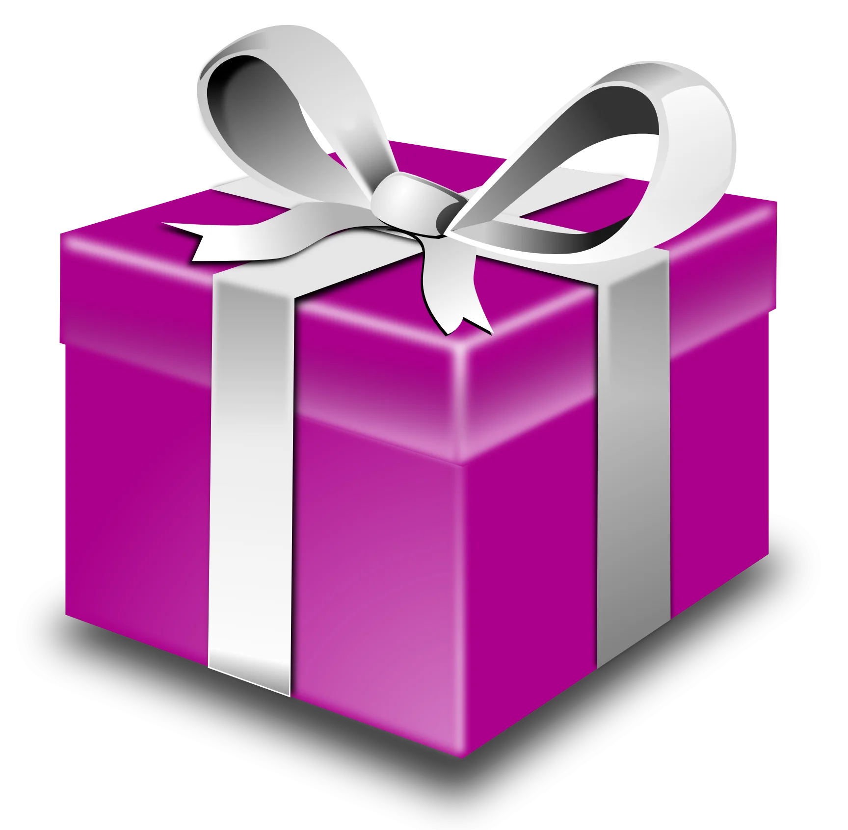 Luxurious Magenta Gift Box with Silver Ribbon Clipart Design