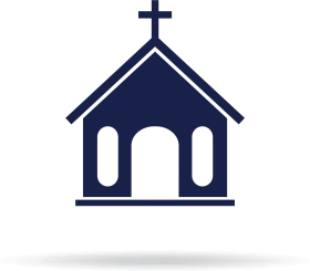 Minimalist Navy Blue Christian Church Building Clipart Symbol Design