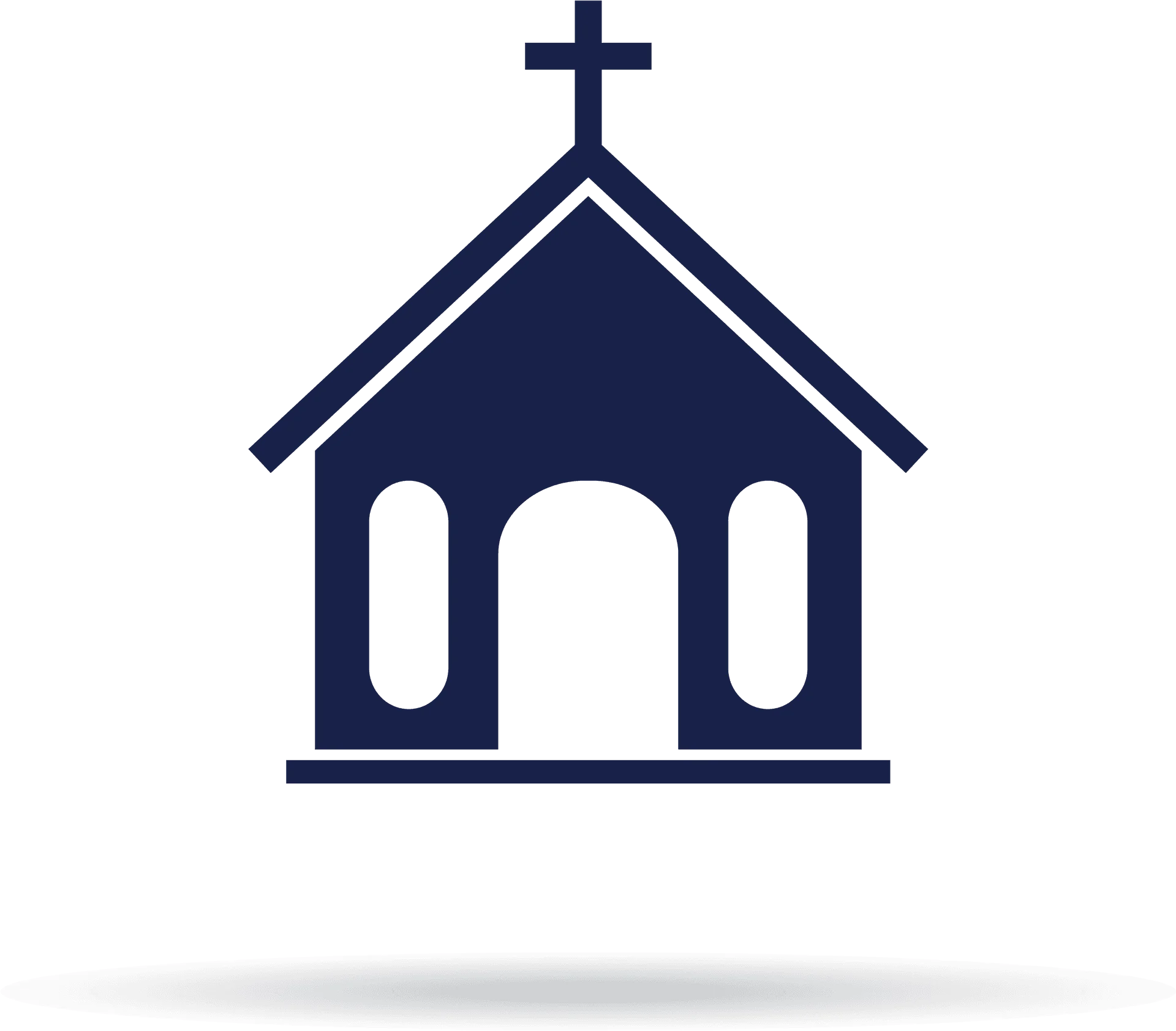 Minimalist Navy Blue Christian Church Building Clipart Symbol Design