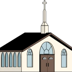Serene Small Town Church Clipart Illustration with Architectural Details
