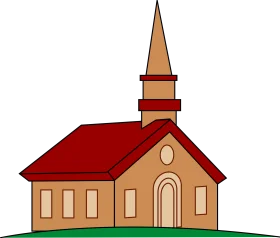 Simple Rustic Red-Roofed Country Church Clipart Illustration Design