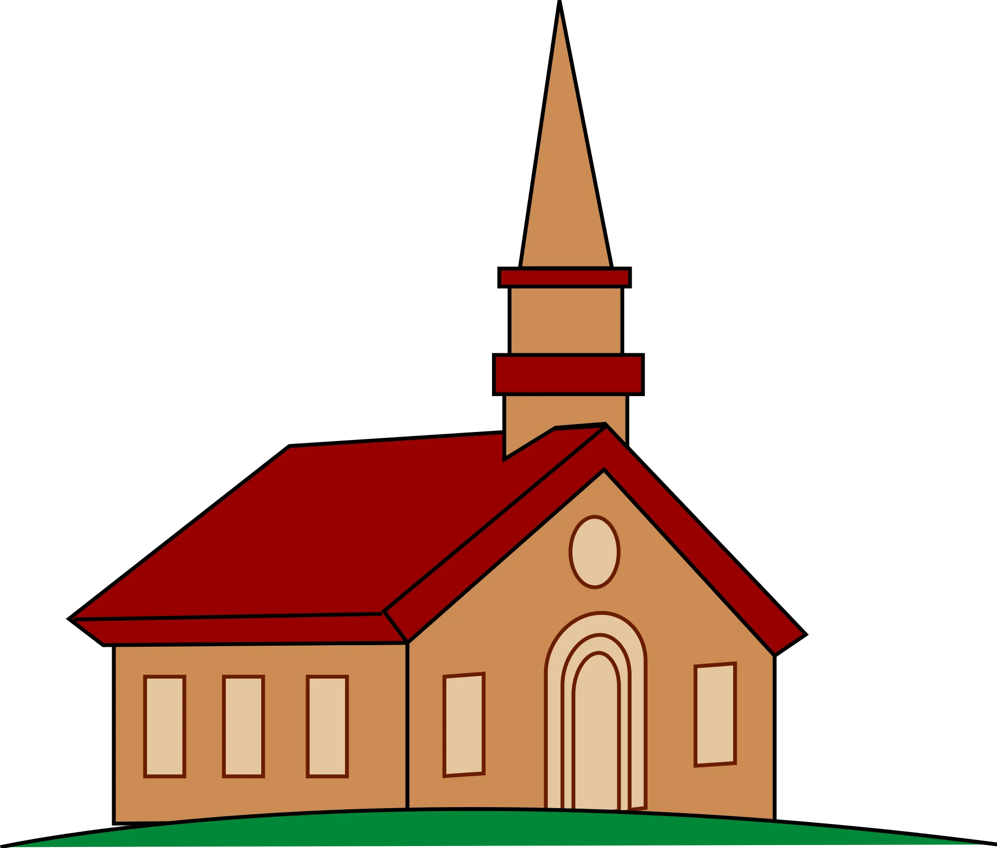 Simple Rustic Red-Roofed Country Church Clipart Illustration Design