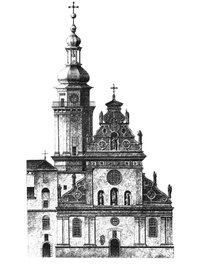 Vintage Architectural Sketch of Ornate European Church Clipart Design