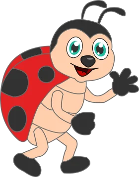 Adorable Cartoon Ladybug Clipart with Cheerful Expression and Friendly Wave