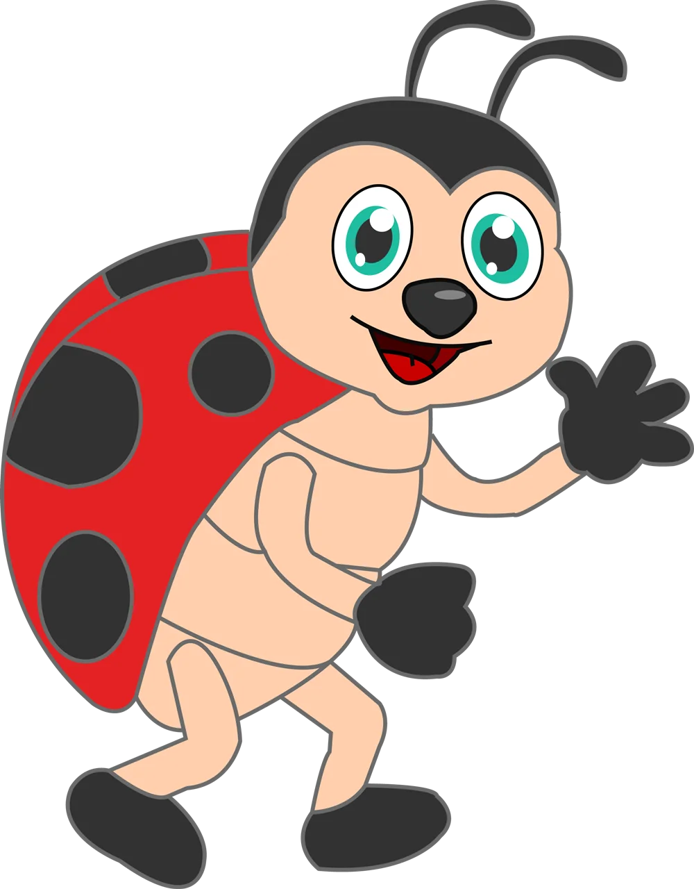 Adorable Cartoon Ladybug Clipart with Cheerful Expression and Friendly Wave