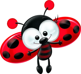 Adorable Cartoon Ladybug Clipart with Playful Pose and Expressive Eyes