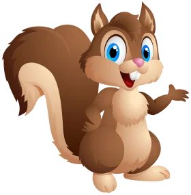 Adorable Cartoon Squirrel Clipart with Playful Pose and Cheerful Expression