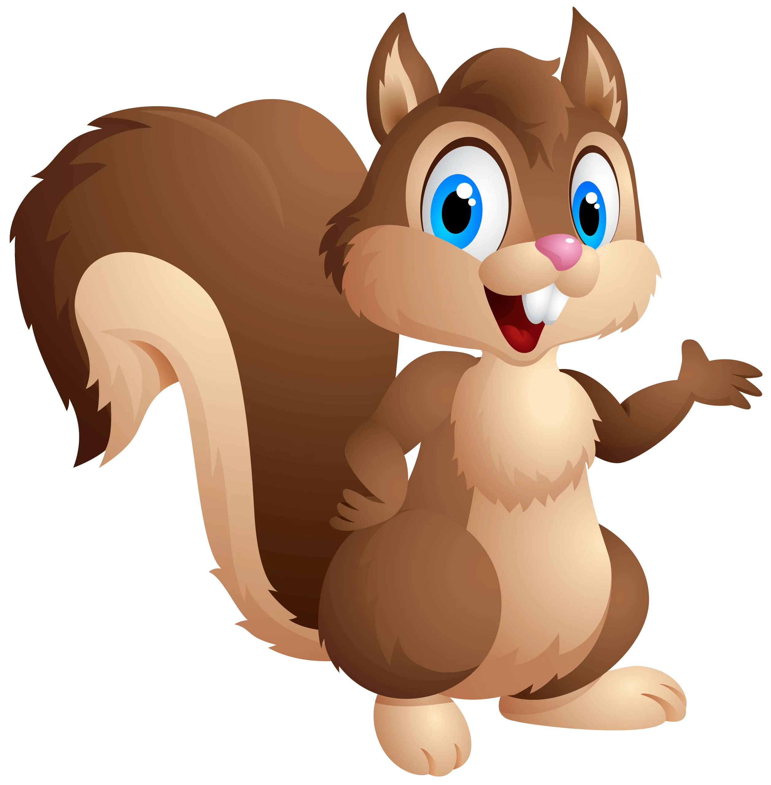 Adorable Cartoon Squirrel Clipart with Playful Pose and Cheerful Expression