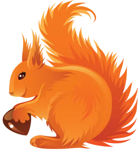 Adorable Flame-Hued Woodland Squirrel Clipart with Bushy Tail and Acorn