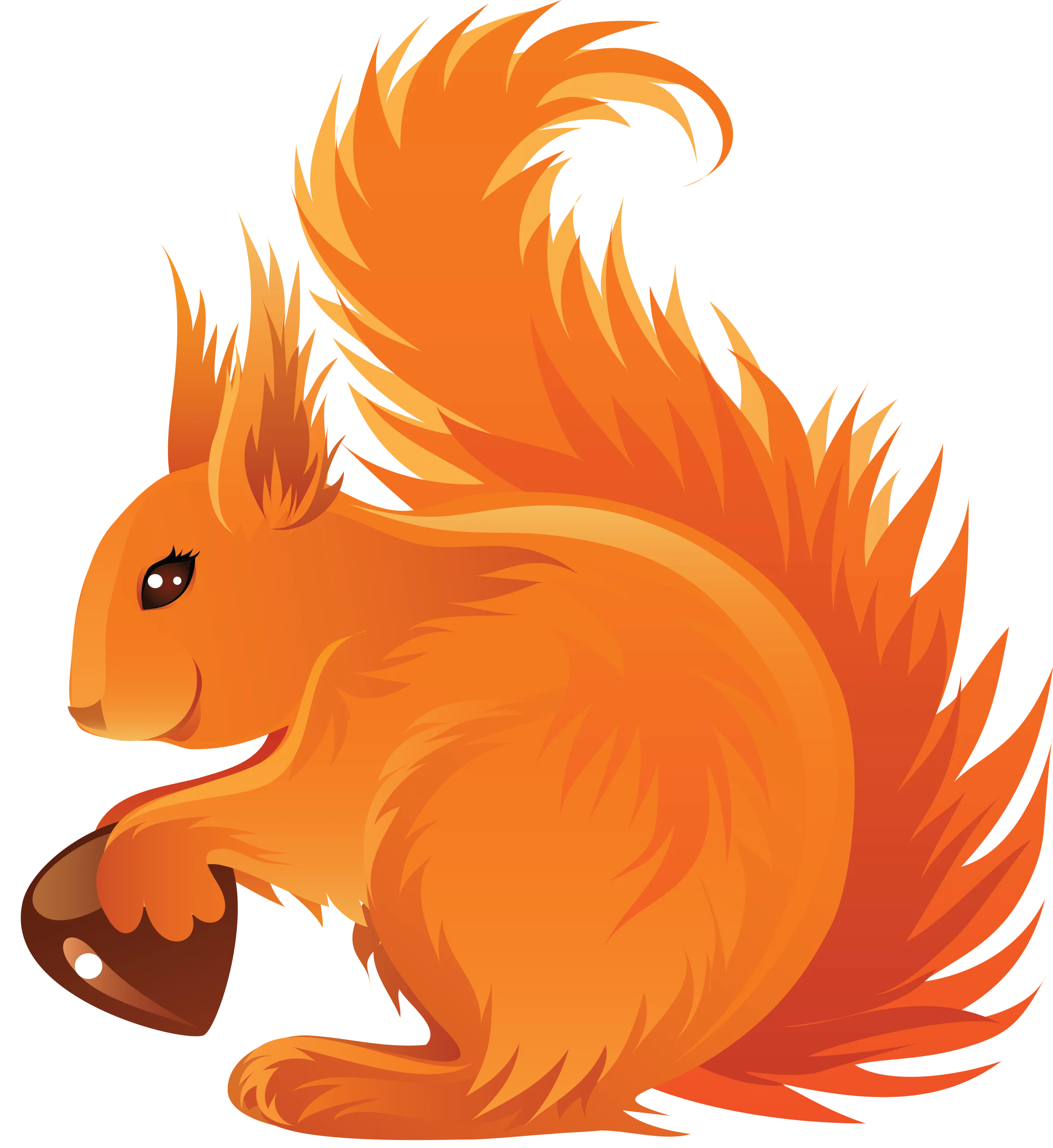 Adorable Flame-Hued Woodland Squirrel Clipart with Bushy Tail and Acorn