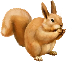 Adorable Golden-Furred Squirrel Clipart with Fluffy Tail and Delicate Paws