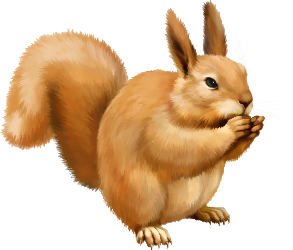 Adorable Golden-Furred Squirrel Clipart with Fluffy Tail and Delicate Paws