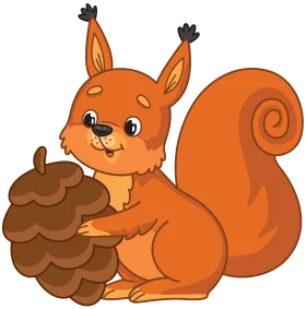 Adorable Orange Squirrel Clipart Holding a Cozy Pine Cone Illustration