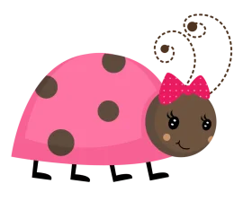 Adorable Pink Kawaii Ladybug Clipart with Playful Dotted Design and Cute Bow