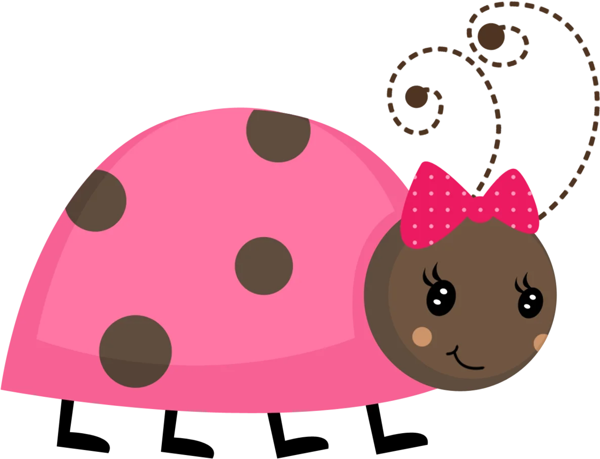 Adorable Pink Ladybug Clipart with Cute Bow and Whimsical Design for Kids