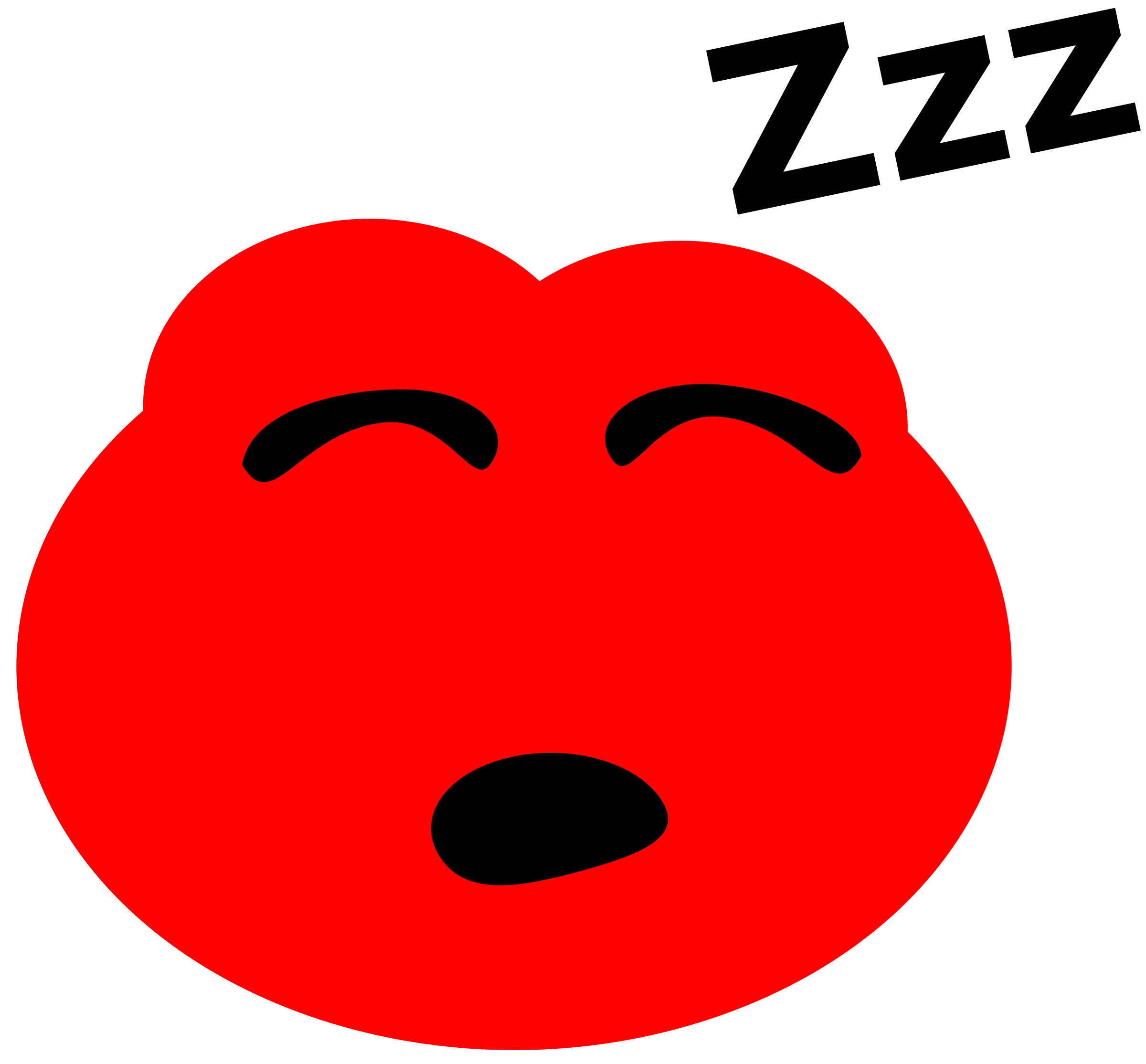 Adorable Red Heart-Shaped Sleeping Character Cartoon Clipart Illustration