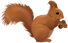 Adorable Russet-Colored Woodland Squirrel Clipart with Bushy Tail and Acorn