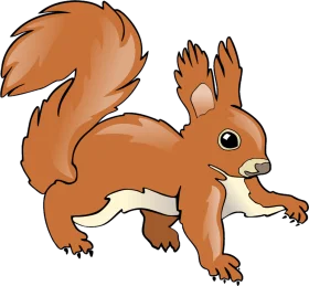 Adorable Rusty-Colored Woodland Squirrel Clipart with Fluffy Tail and Playful Pose