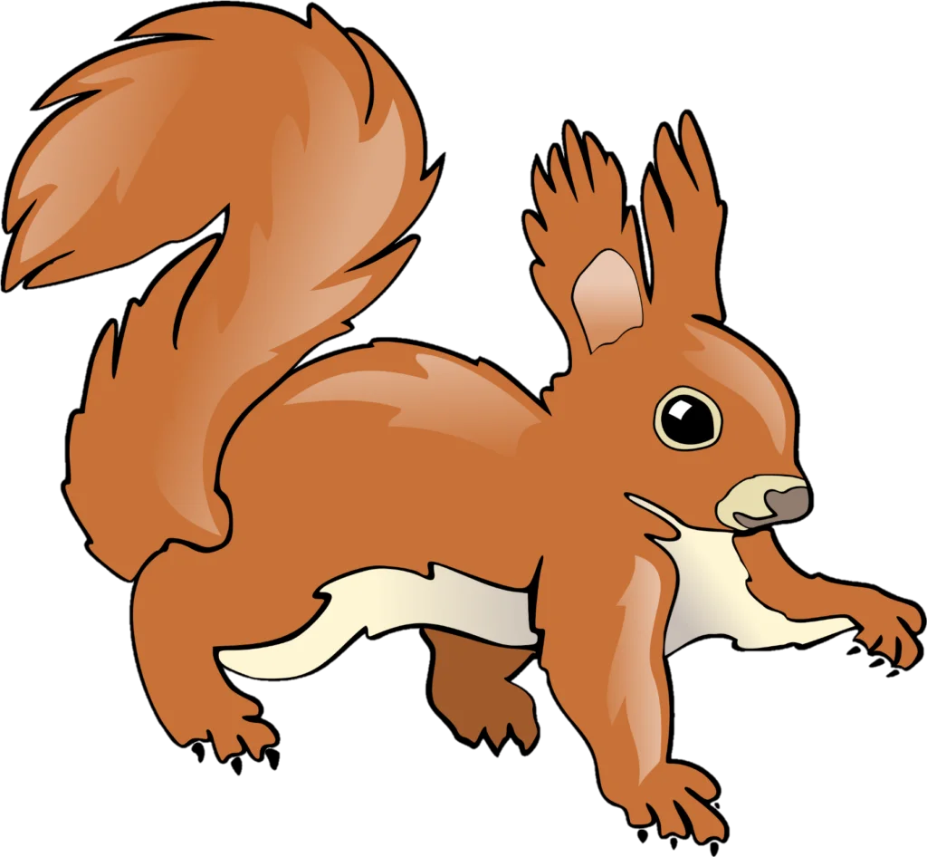 Adorable Rusty-Colored Woodland Squirrel Clipart with Fluffy Tail and Playful Pose