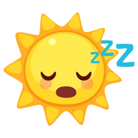 Adorable Sleepy Sun Clipart with Closed Eyes and ZZZ Symbol