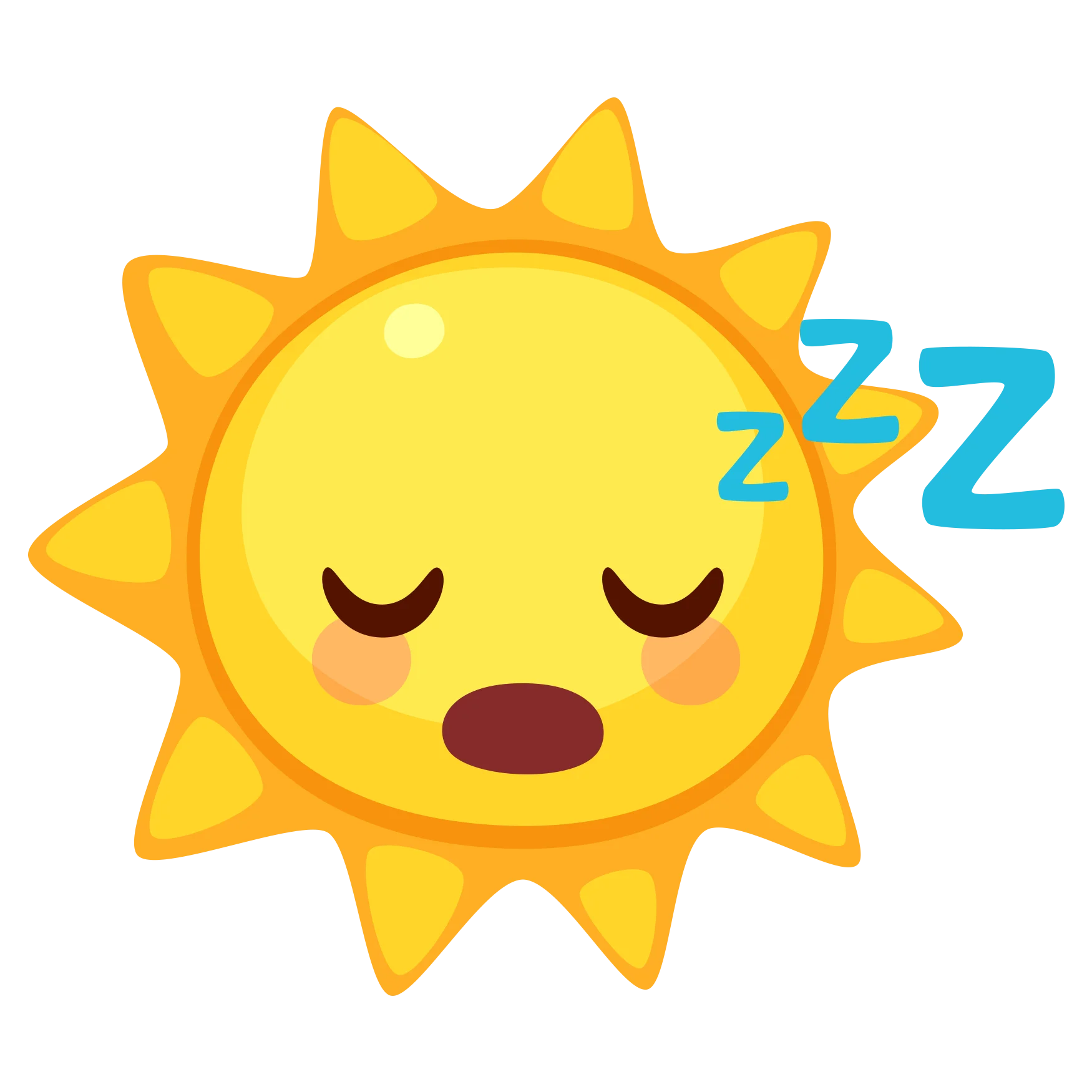 Adorable Sleepy Sun Clipart with Closed Eyes and ZZZ Symbol