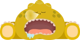 Adorable Sleepy Yellow Monster Clipart with Closed Eyes and Wide Open Mouth