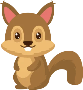 Adorable Woodland Creature Clipart: Cute Cartoon Squirrel with Bushy Tail