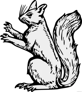 Black and White Vintage Woodland Squirrel Clipart Vector Illustration