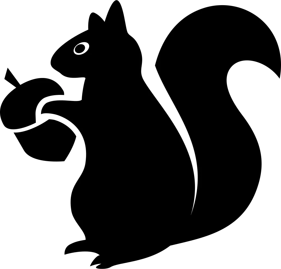 Charming Black Silhouette Squirrel Clipart - Woodland Creature Illustration