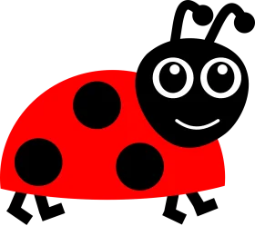 Charming Cartoon Ladybug Clipart: A Whimsical Red and Black Insect Illustration