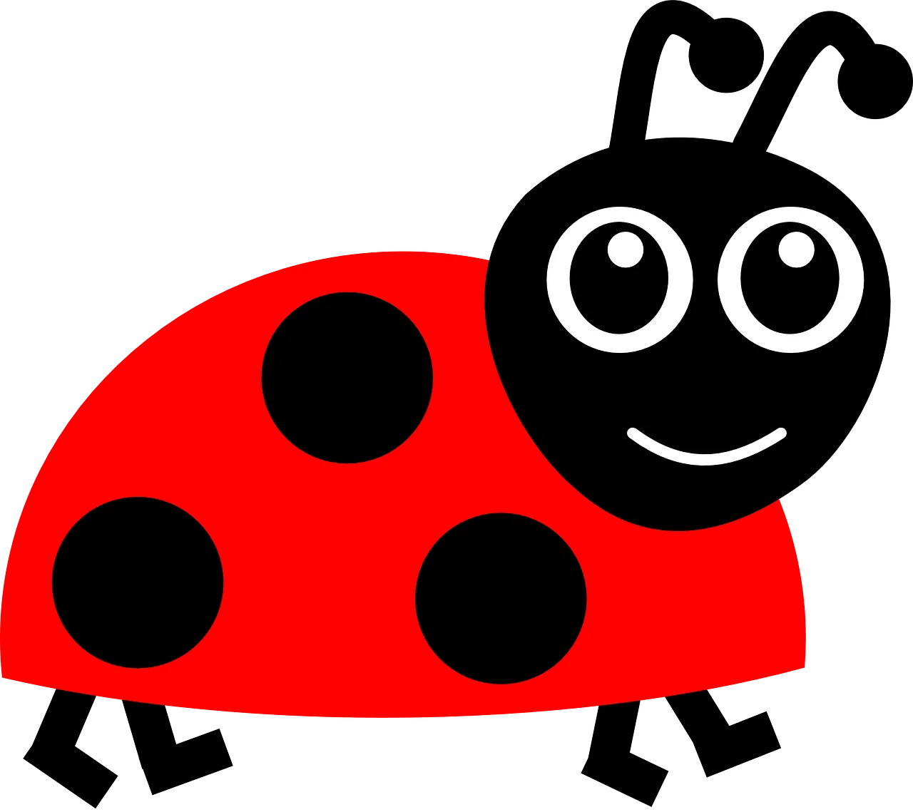 Charming Cartoon Ladybug Clipart: A Whimsical Red and Black Insect Illustration