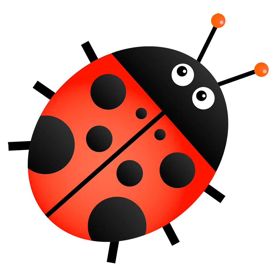 Charming Cartoon Ladybug Clipart with Bold Black and Red Design