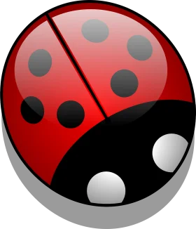 Charming Glossy Ladybug Clipart: A Stylized Insect Icon with Smooth Curves