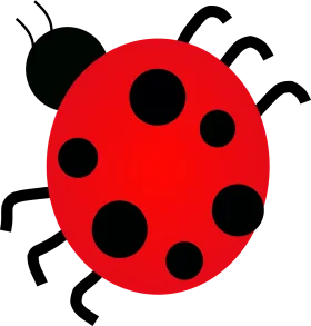 Charming Ladybug Clipart: Whimsical Red and Black Insect Illustration with Playful Design