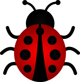 Charming Red and Black Ladybug Clipart Illustration with Symmetrical Design