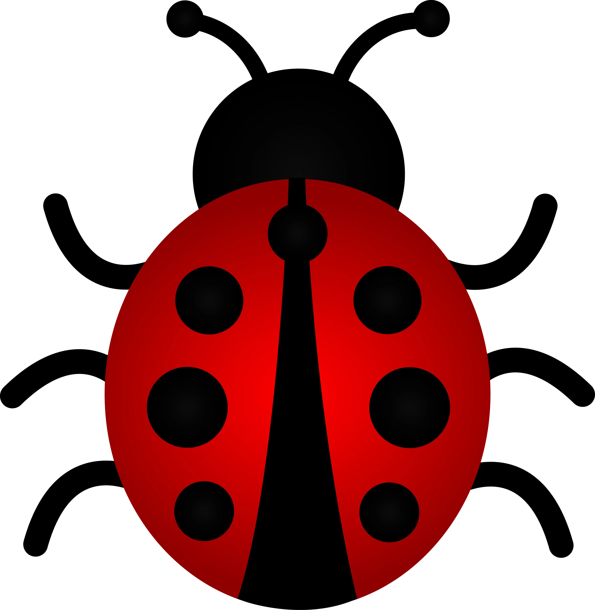 Charming Red and Black Ladybug Clipart Illustration with Symmetrical Design
