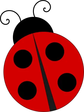 Charming Red and Black Ladybug Clipart with Playful Curled Antennae
