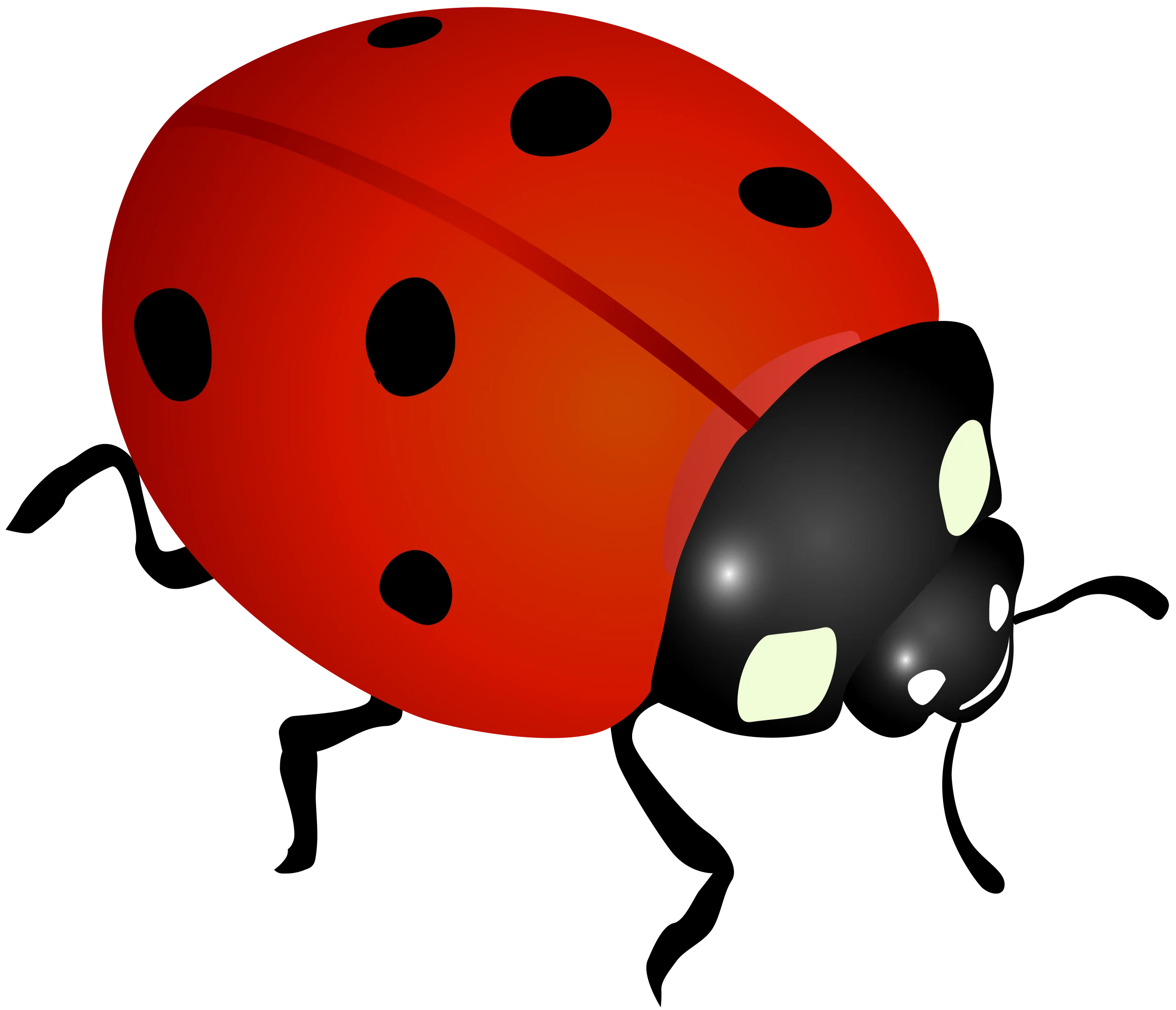 Charming Red Ladybug Clipart with Black Spots and Playful Design