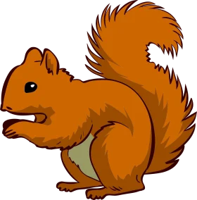 Charming Rusty-Hued Woodland Squirrel Clipart with Fluffy Tail and Playful Pose