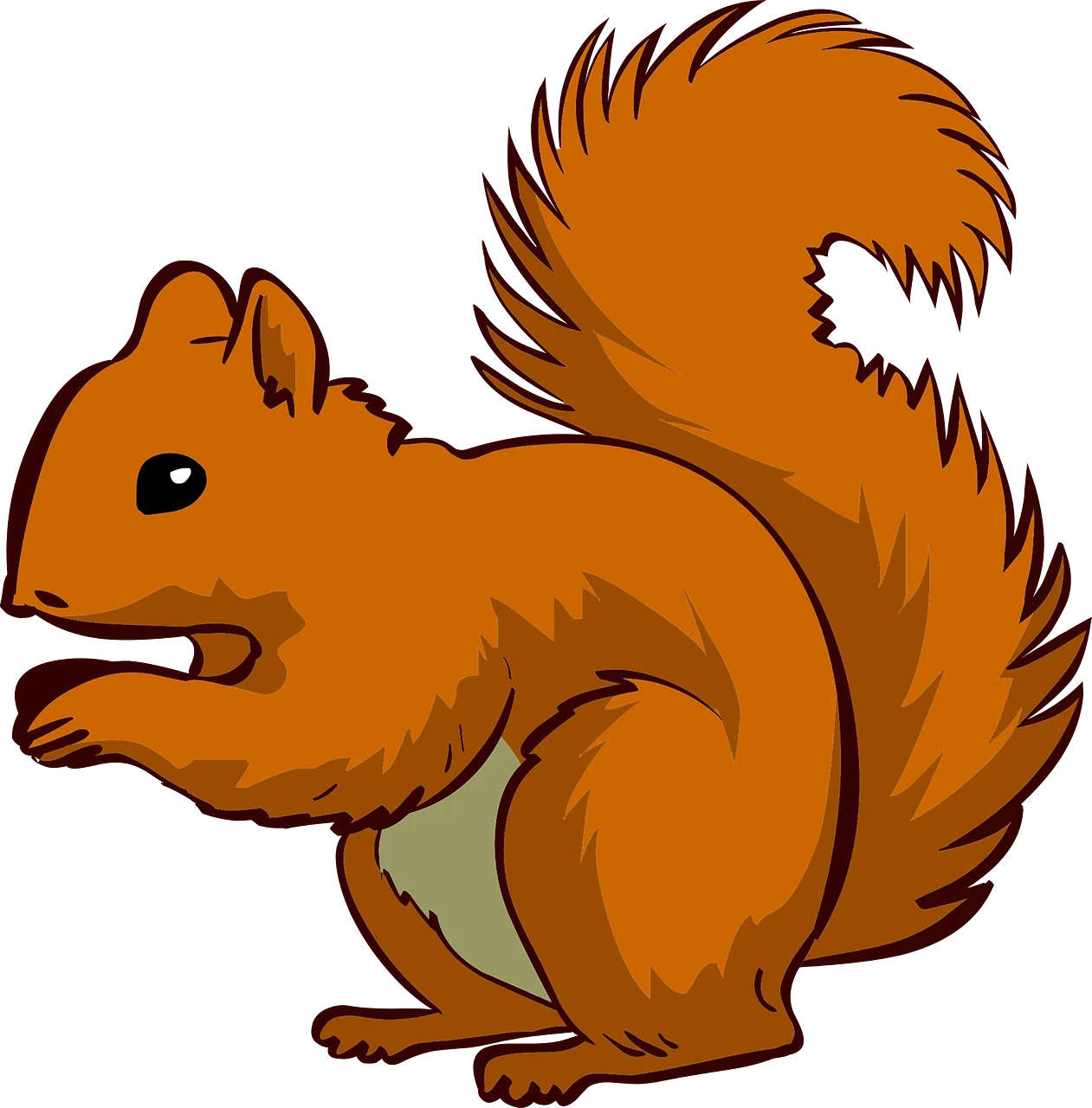 Charming Rusty-Hued Woodland Squirrel Clipart with Fluffy Tail and Playful Pose