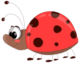 Cheerful Cartoon Ladybug Clipart with Playful Expression and Spotted Shell