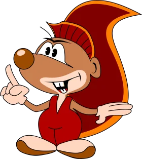 Cheerful Cartoon Squirrel Clipart with Playful Pointing Gesture and Expressive Design
