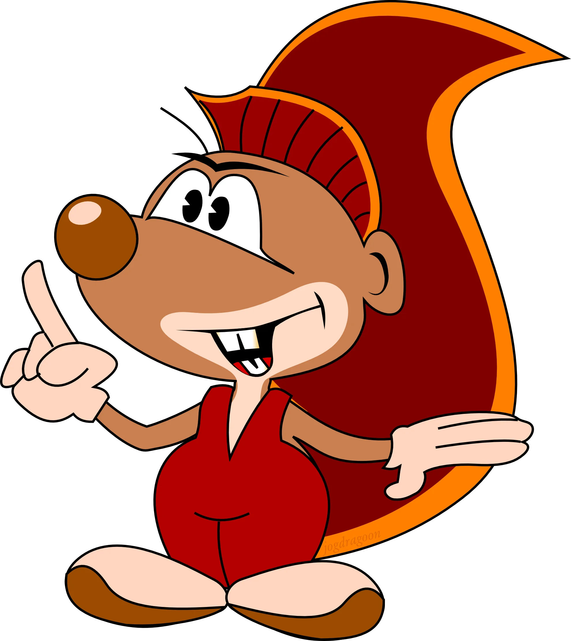 Cheerful Cartoon Squirrel Clipart with Playful Pointing Gesture and Expressive Design