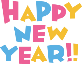 Cheerful Colorful Happy New Year Celebratory Clipart Design