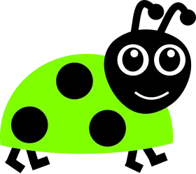 Cheerful Lime Green and Black Cartoon Ladybug Clipart Design for Kids