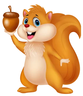 Cheerful Orange Cartoon Squirrel Clipart Holding Delightful Acorn Illustration