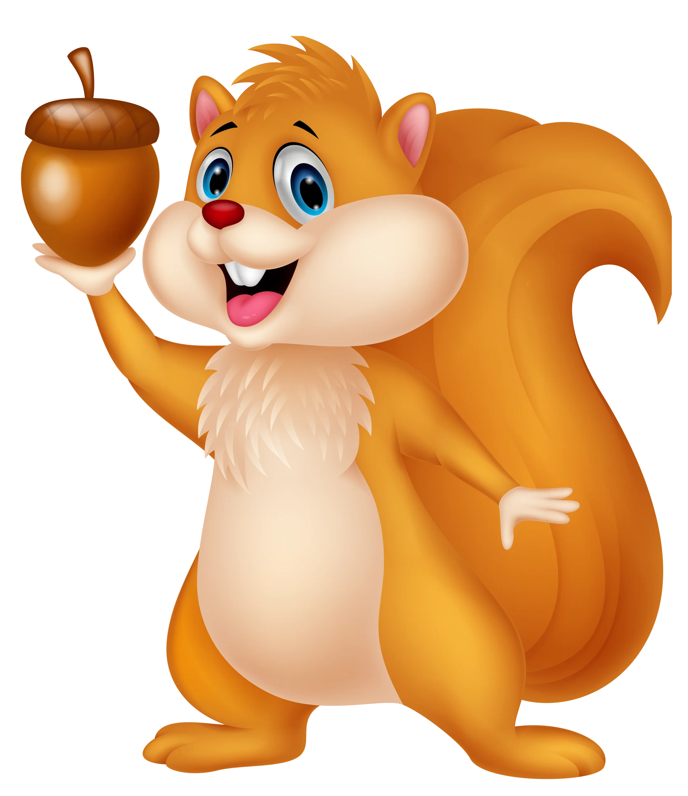 Cheerful Orange Cartoon Squirrel Clipart Holding Delightful Acorn Illustration