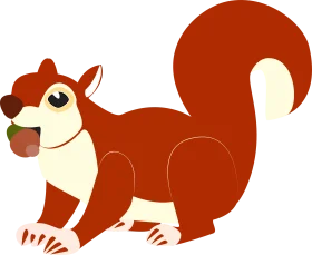 Cheerful Red Woodland Squirrel Holding Acorn Clipart Illustration Design