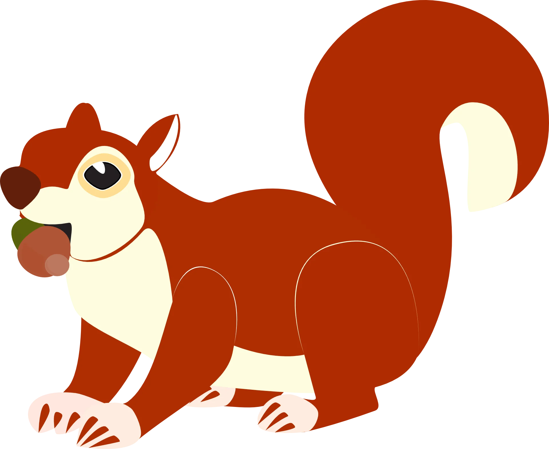 Cheerful Red Woodland Squirrel Holding Acorn Clipart Illustration Design