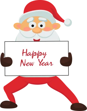 Cheerful Santa Claus Holding Happy New Year Greeting Clipart Design